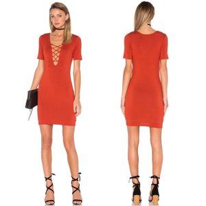 NWT DELACY RUST CARLEY BODYCON LACE-UP DRESS M *